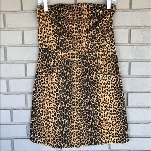 Animal print strapless dress